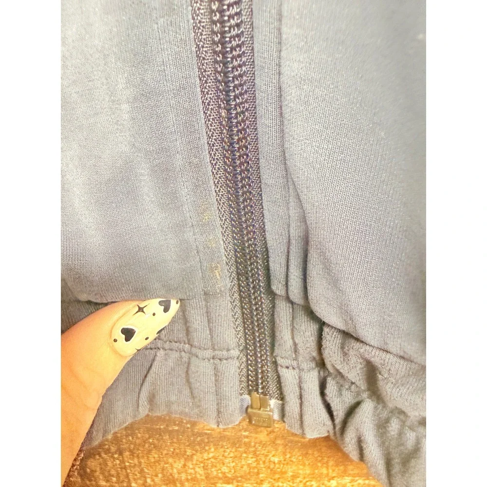 Lululemon Scuba Full Zip Jacket Blue Gray High Neck‎ Ribbed Waistband Sz 2